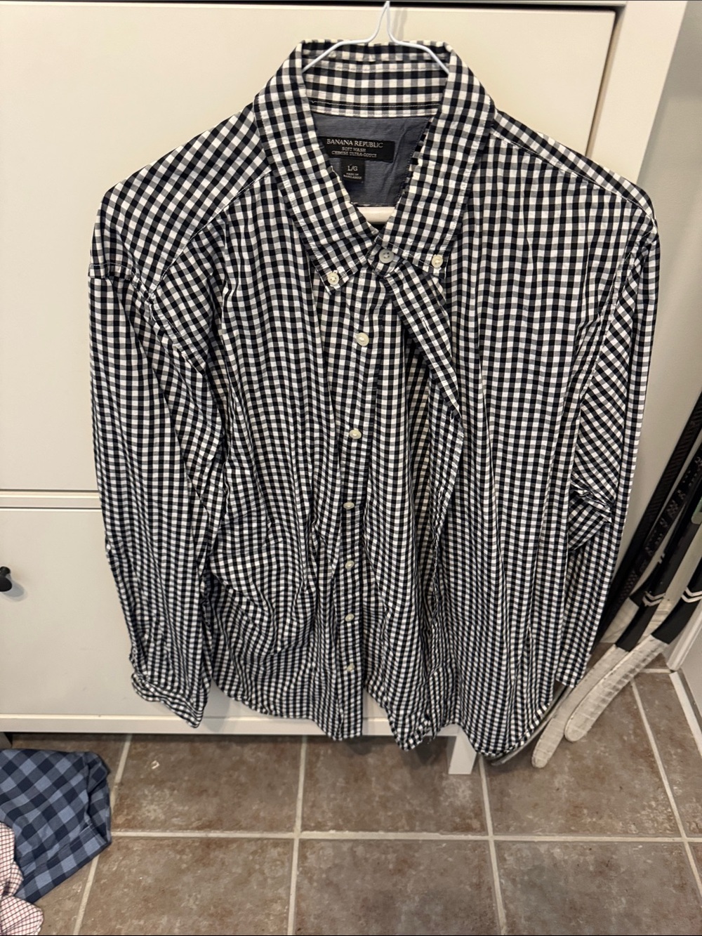 Banana Republic Men's Black and White Gingham Shirt Jacket